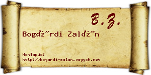 Bogárdi Zalán névjegykártya